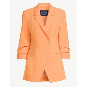 Scoop Women's Scrunch Sleeve Relaxed One Button Blazer